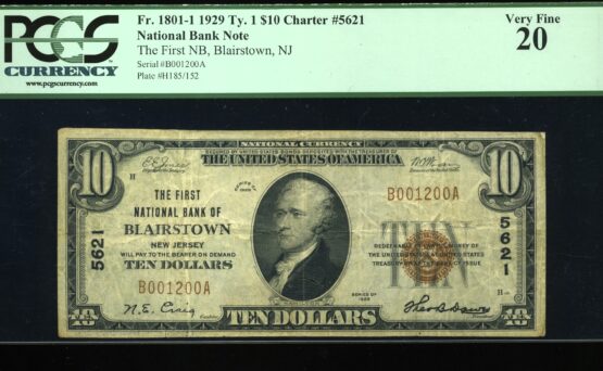 1929 $10 BLAIRSTOWN NJ #20