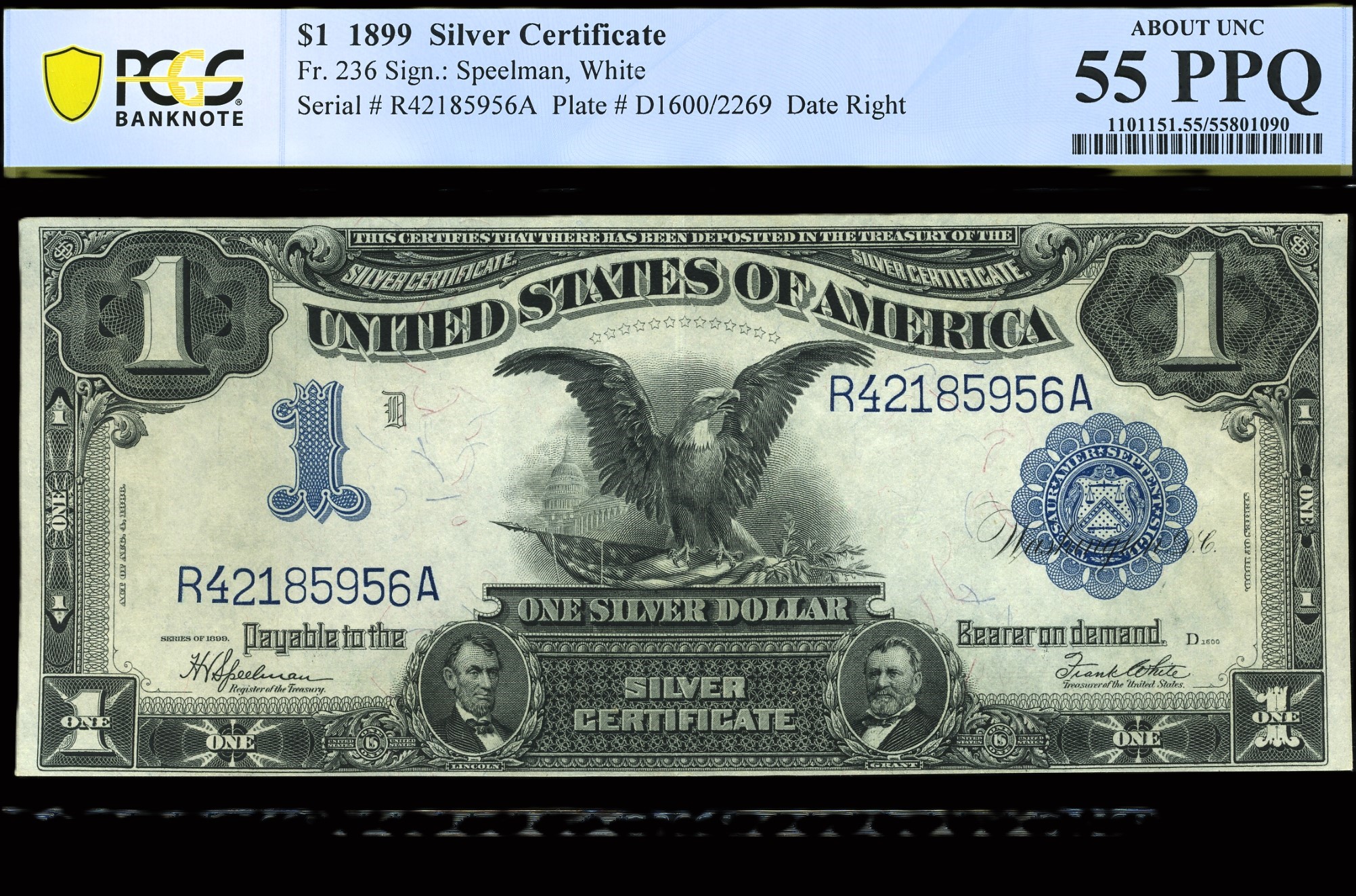 FR-236 1899 $5 S.C P.C.G.S #55PPQ