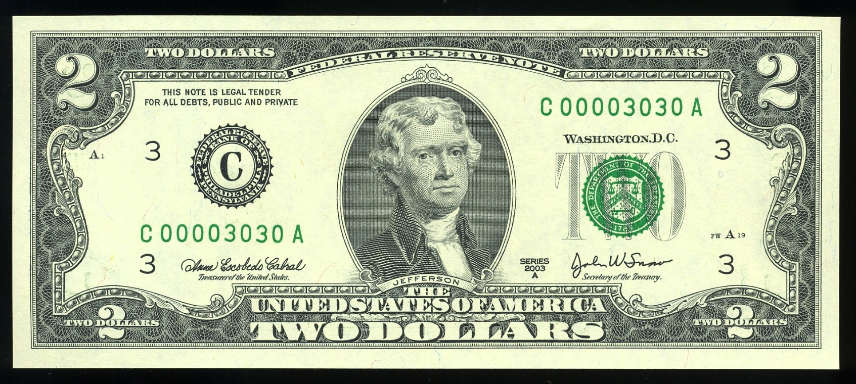 2003A $2 FRN C00003030A