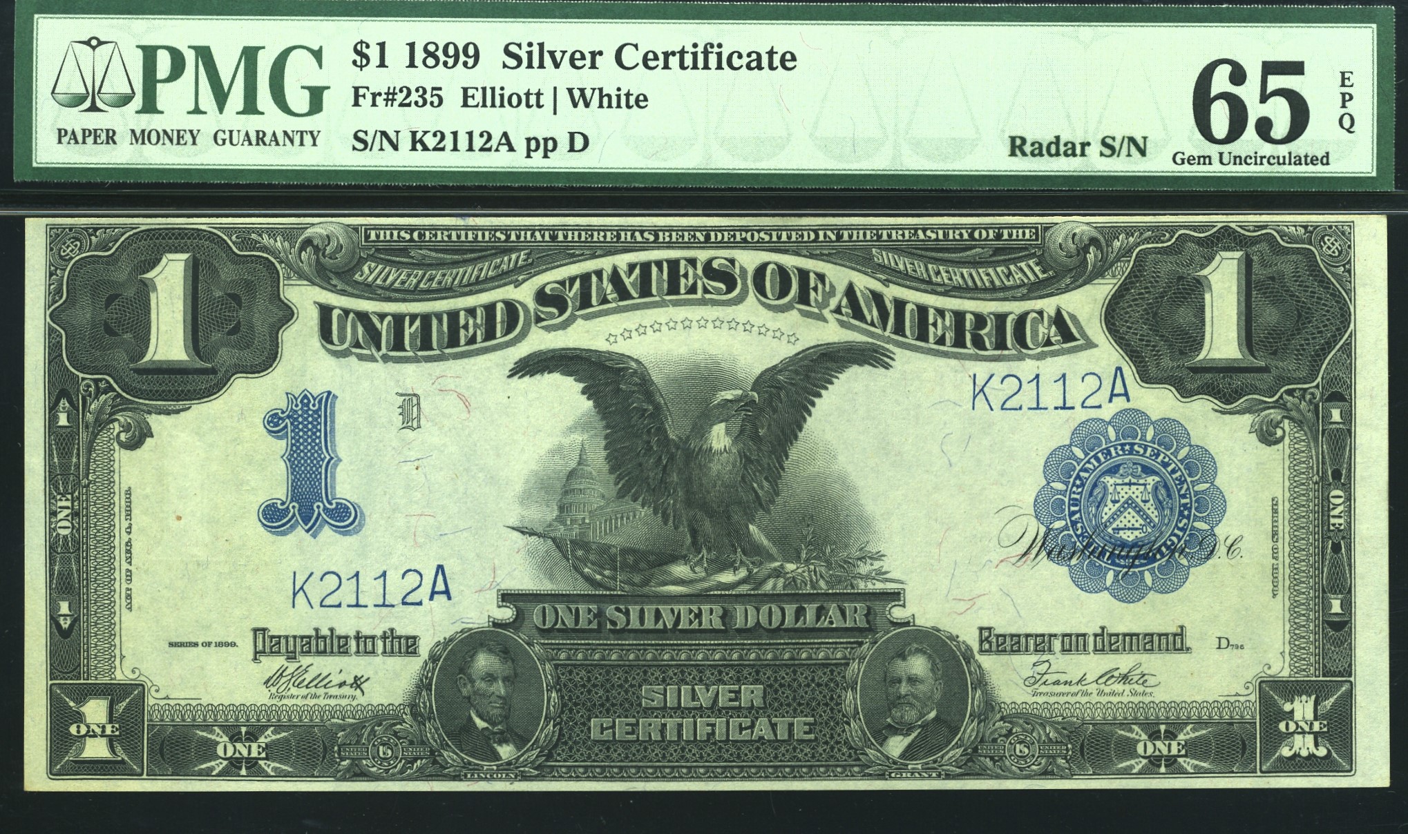 FR-235 1899 $1 S.C K2112A 65EPQ