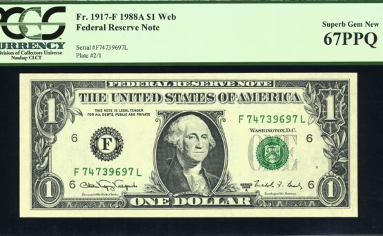 1988A $1 FRN F-L BLOCK 2/1