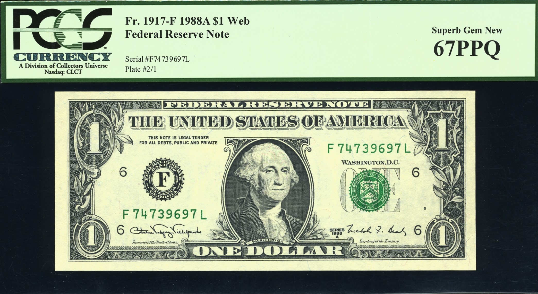 1988A $1 FRN F-L BLOCK 2/1