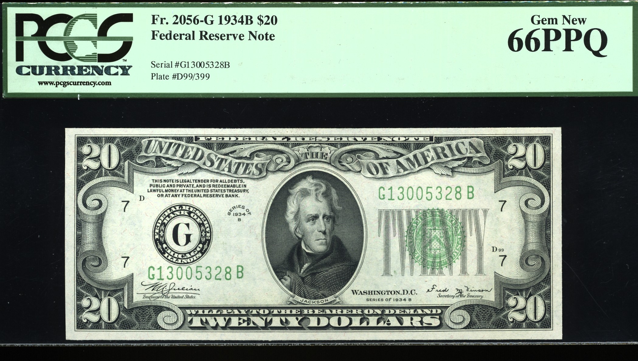 1934B $20 FRN CHICAGO 66PPQ