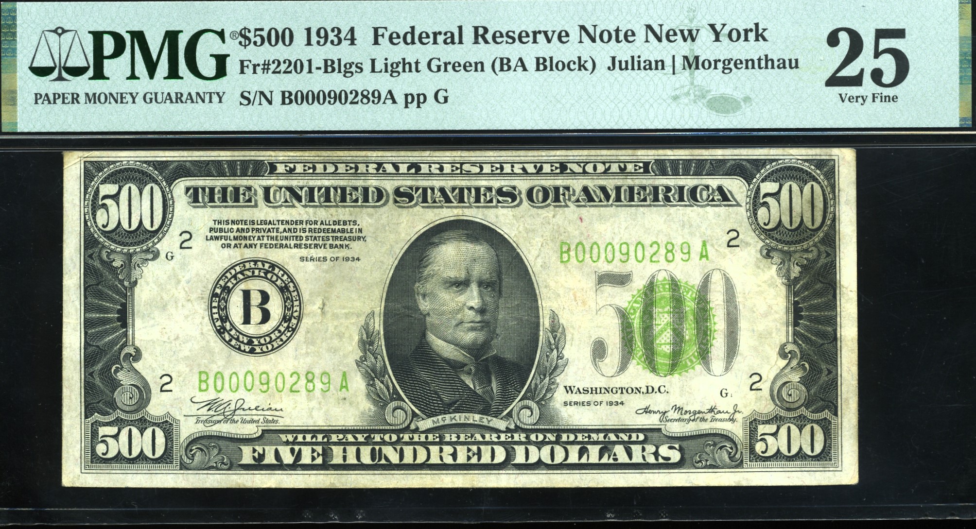 1934 $500 FRN NEW YORK #25 L.G.S