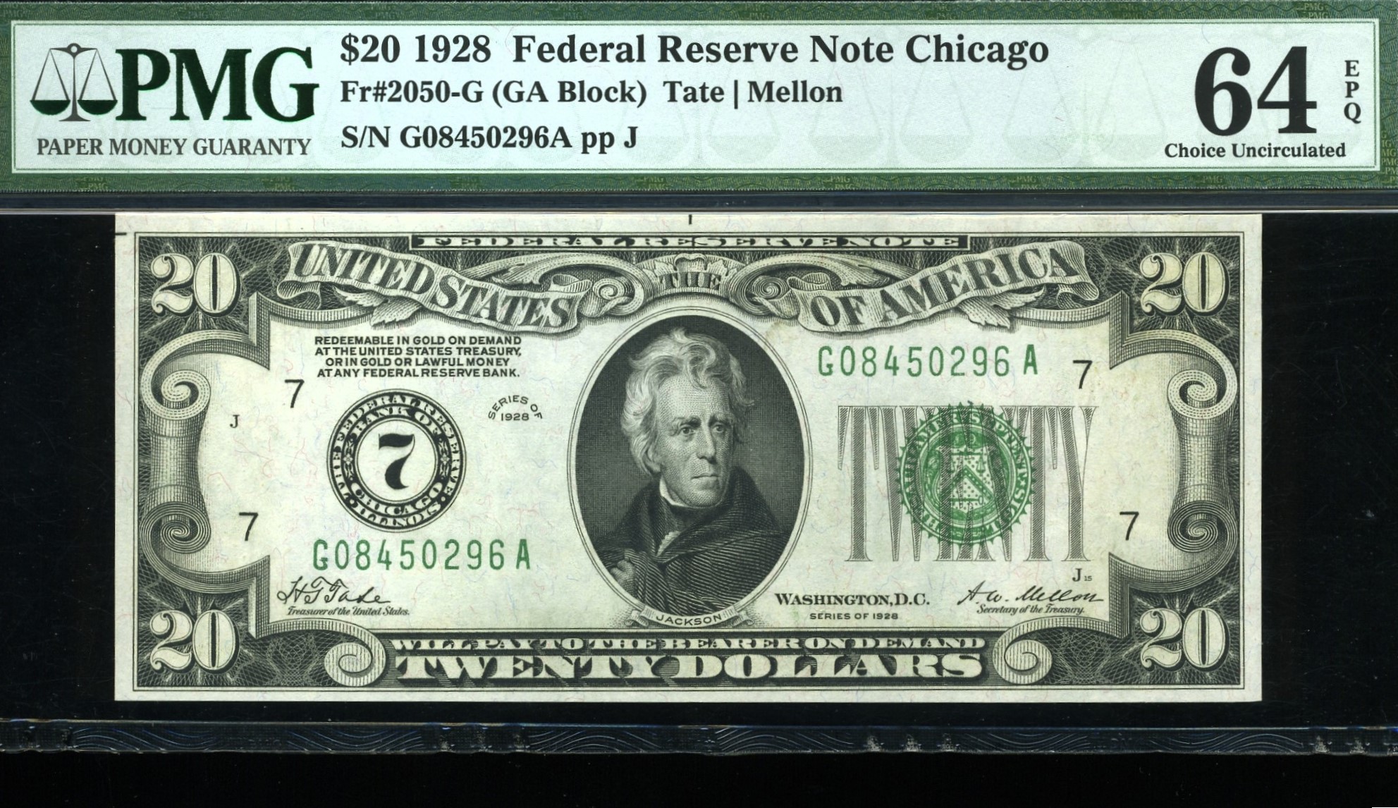 1928 $20 FRN G08450296A 64Q