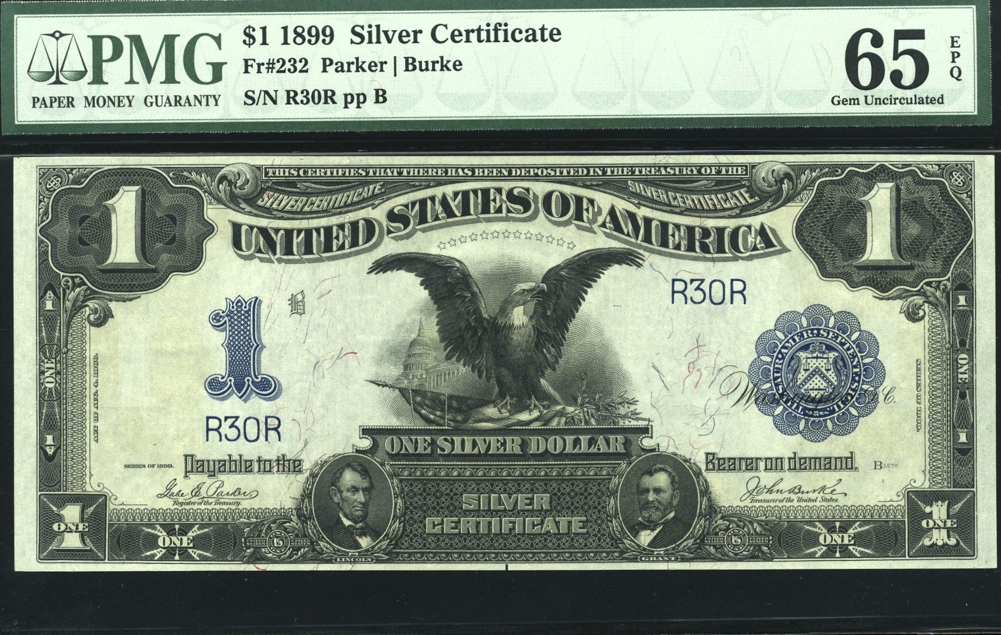 FR-232 1899 $1 S.C R30R P.M.G #65Q