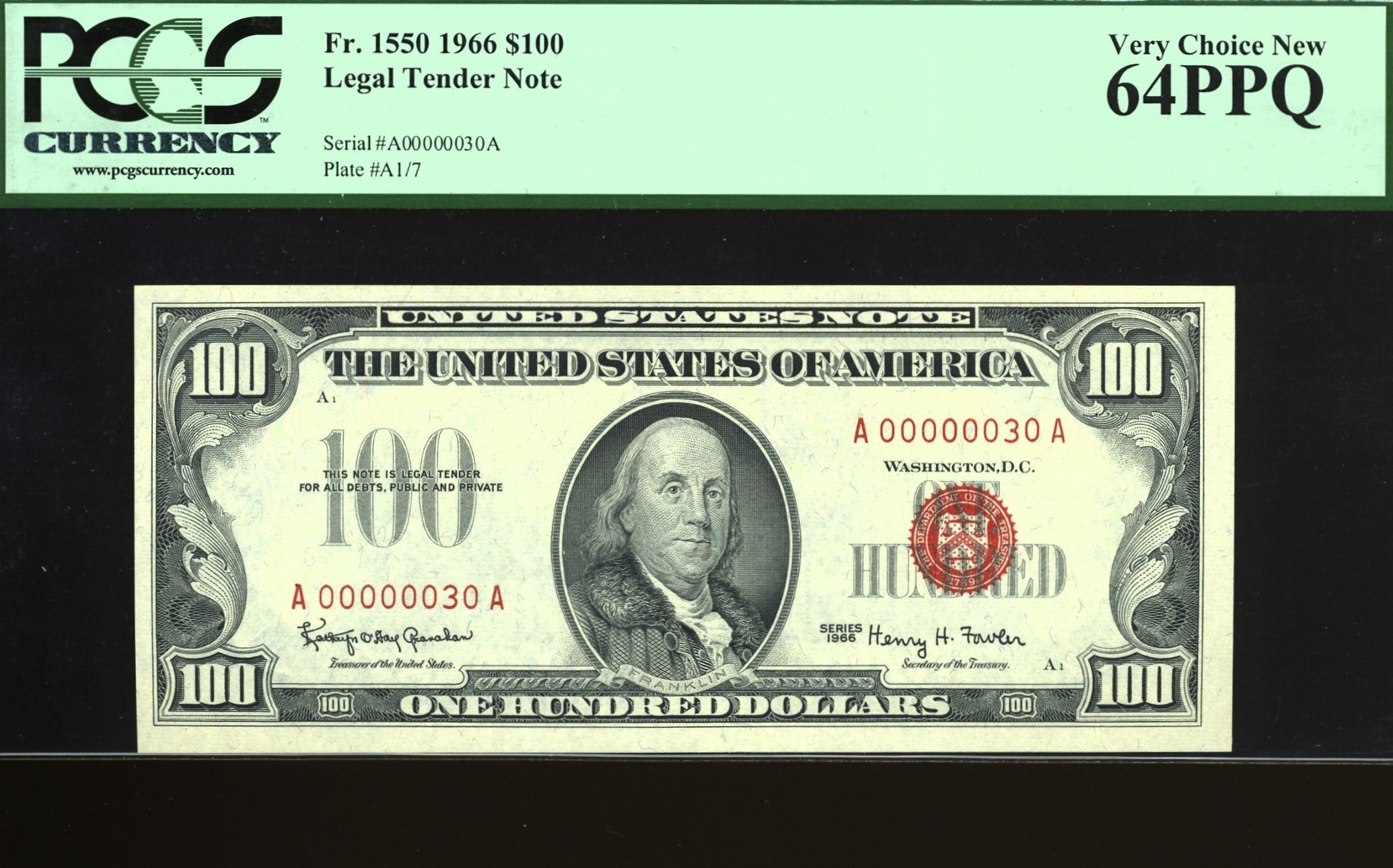 1966 $100 L.T MATCH #30/30-STAR