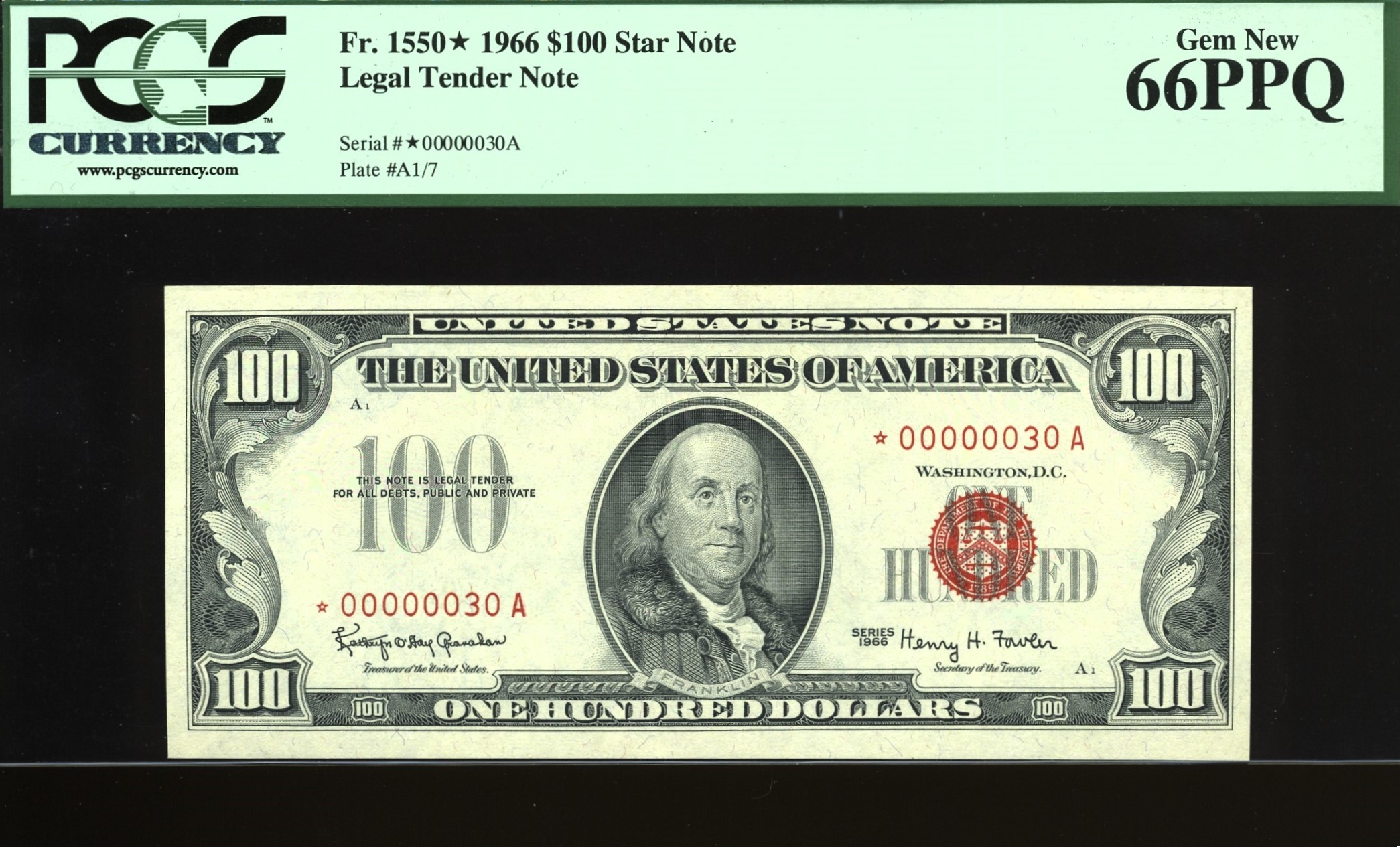 1966 $100 L.T MATCH #30/30-STAR