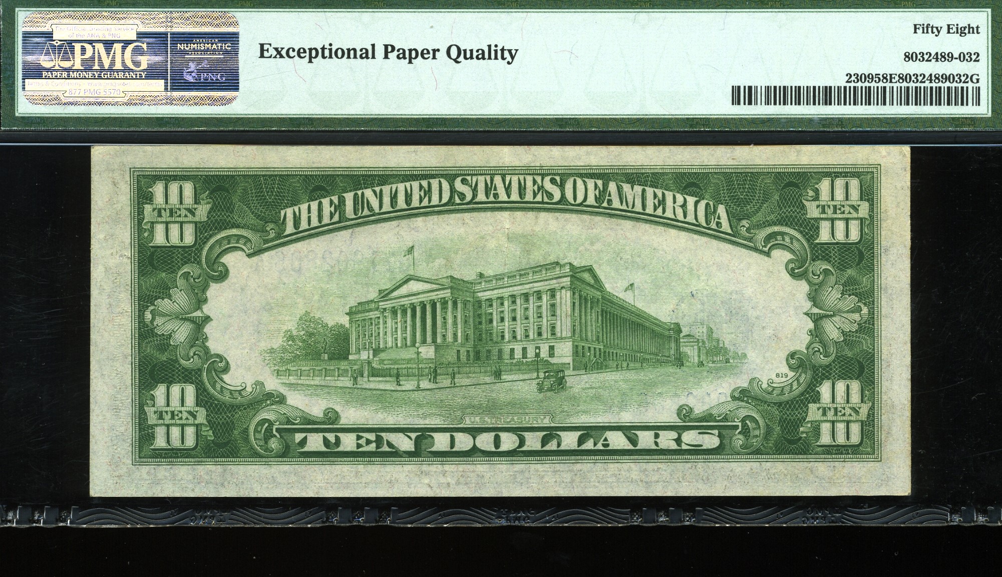1934A $10 SILVER N-A P.M.G 58EPQ