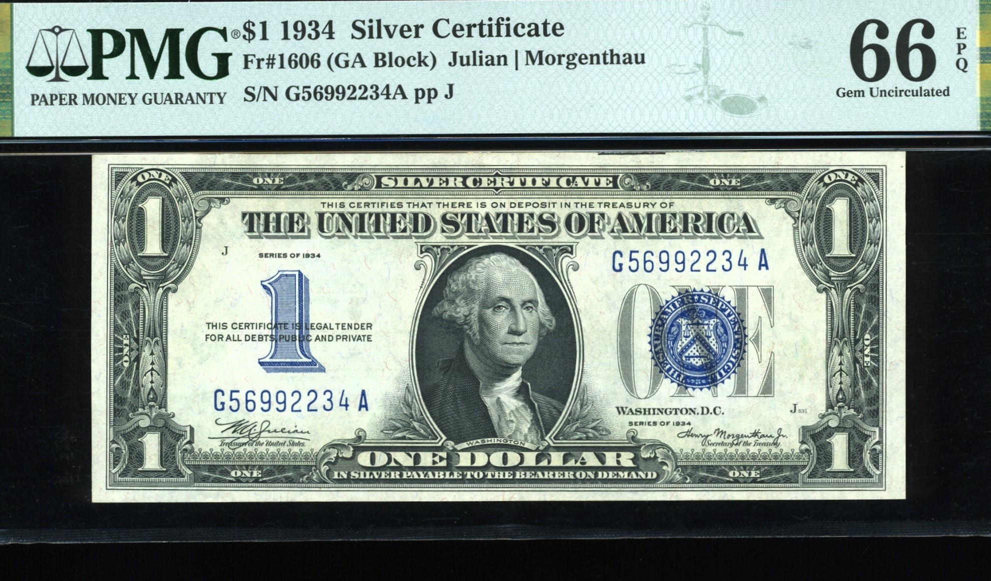1934 $1 SILVER CERTIFICATE 66Q