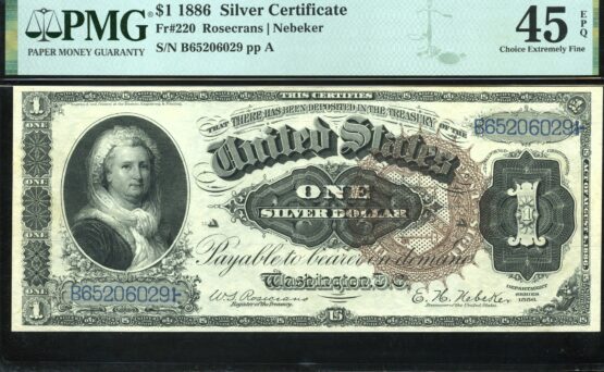 FR-220 1886 $1 MARTHA P.M.G #45Q