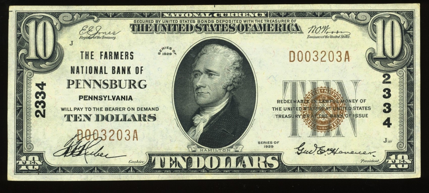 1929 $10 FARMERS PENNSBURG PA