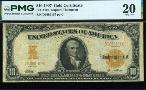 FR-1170A 1907 $10 G.C P.M.G #20