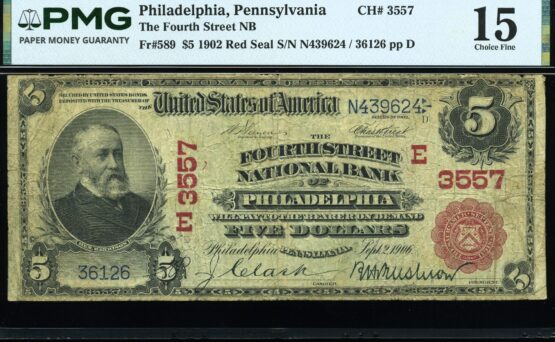 1902 $5 4TH NB PHILADELPHIA PA