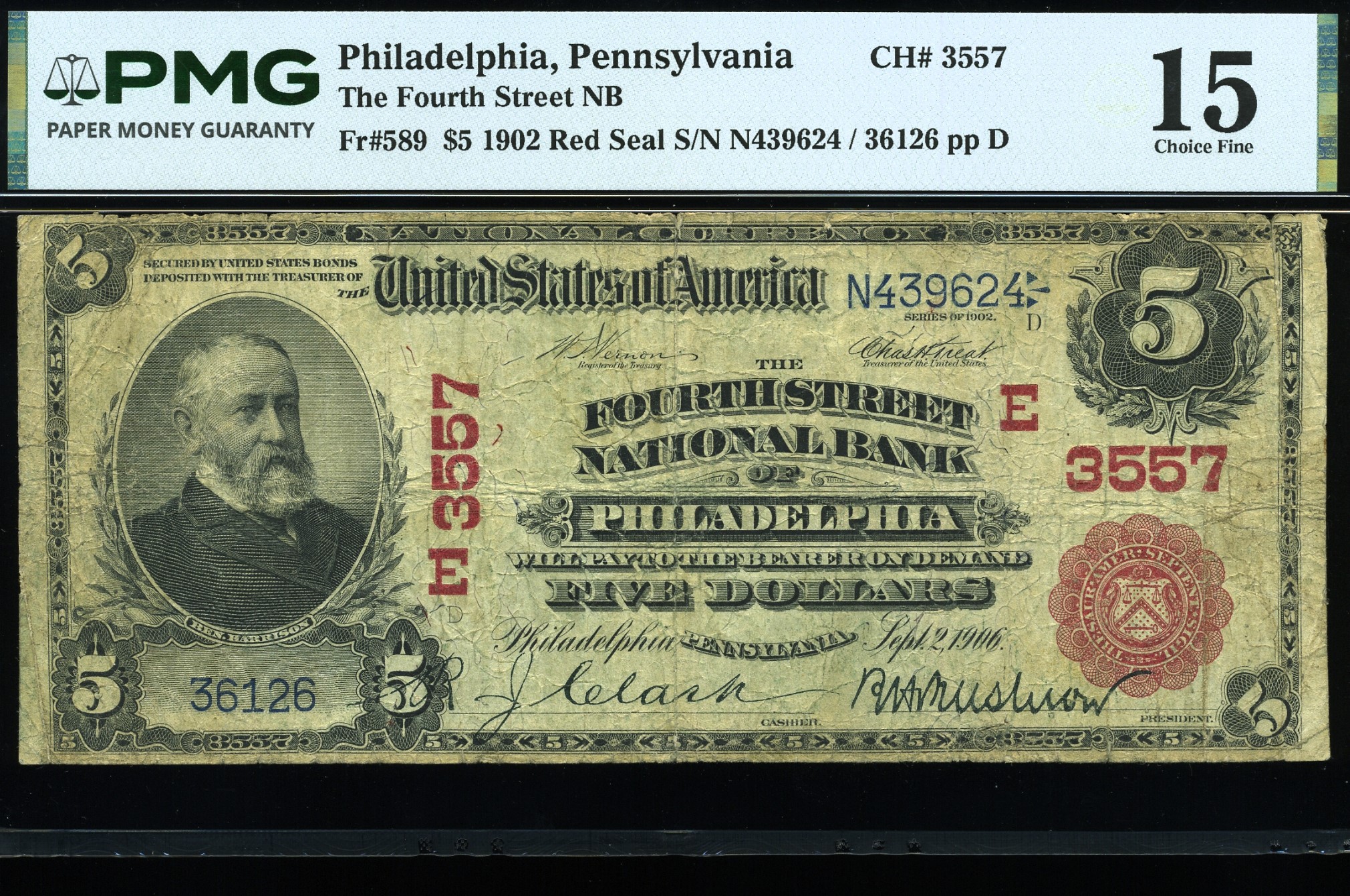 1902 $5 4TH NB PHILADELPHIA PA