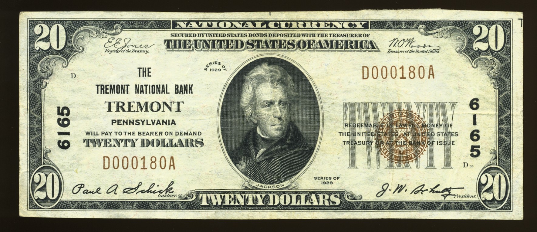 1929 $20 TREMONT NB PA